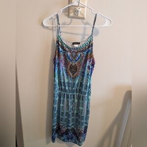 Venus Women's Medium Midi Spaghetti Strap Dress Y2K Style Vacation Tropical